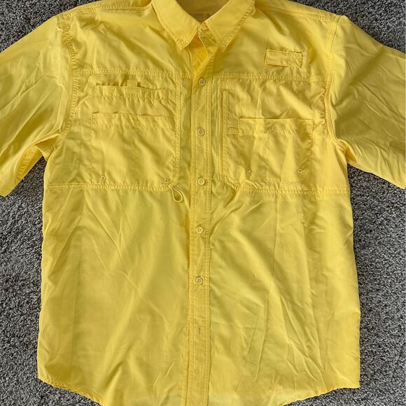 Reel Legends Saltwater II Yellow Fishing Shirt Men’s Large UPF Vented - Picture 2 of 8